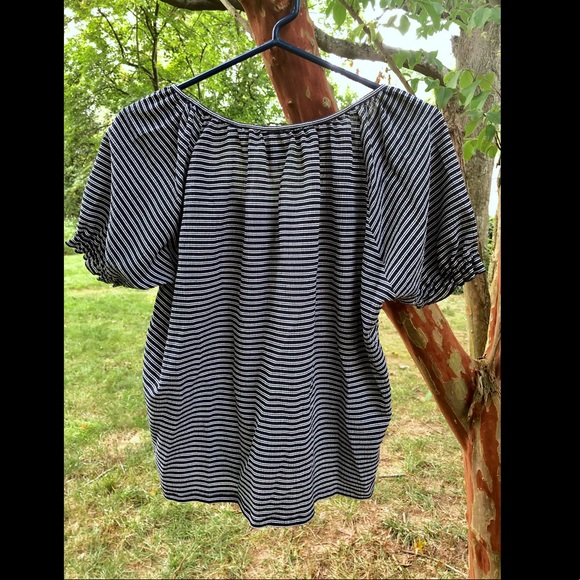 NWT Madewell Smoked Peasant Top in Navy Bay Stripe - Picture 4 of 9